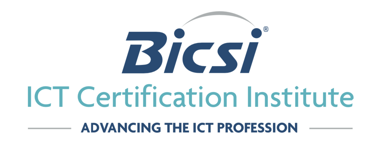 BICSI ICT Certification Institute logo with the tagline “Advancing the ICT Profession” in blue and teal text on a white background, representing our commitment to excellence as showcased in our About Us section.